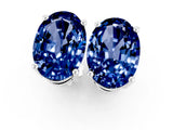 White gold Oval Cut Blue Sapphire Stud Earrings_19