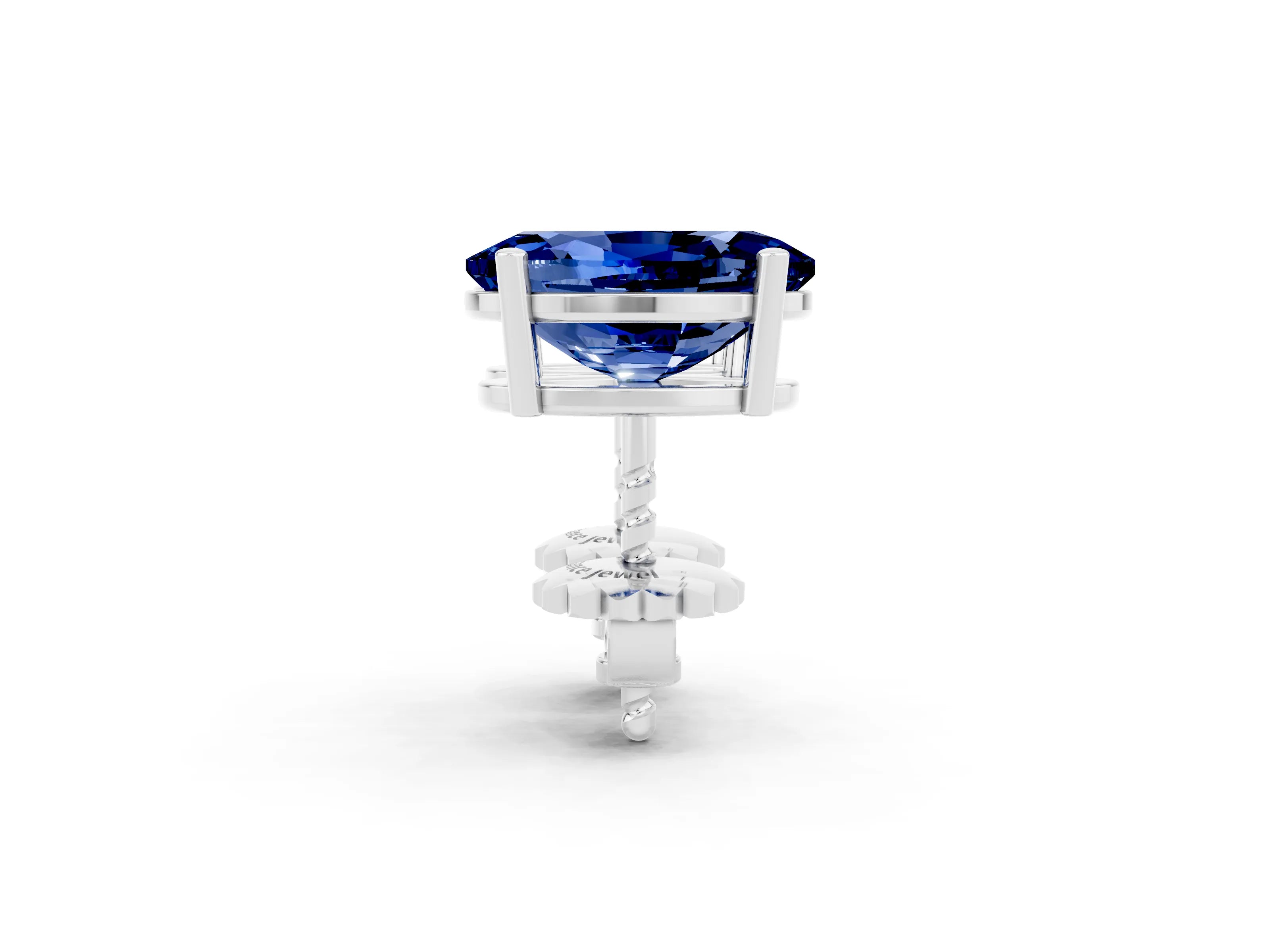 White gold Oval Cut Blue Sapphire Stud Earrings_20