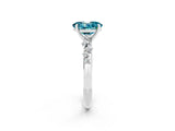 White gold Oval Cut Blue Topaz Cluster Side Stone Solitaire Ring with Prong Setting_26