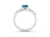 White gold Oval Cut Blue Topaz Cluster Side Stone Solitaire Ring with Prong Setting_27