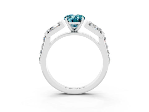 White gold Oval Cut Blue Topaz Engagement Ring with Baguette Side Stones and Channel Set Band_3
