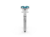 White gold Oval Cut Blue Topaz Engagement Ring with Milgrain Channel Set Band and Prong Setting_2