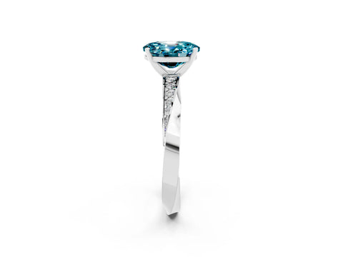 White gold Oval Cut Blue Topaz Engagement Ring with Side Stone Accents and Four-Prong Setting_29