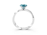 White gold Oval Cut Blue Topaz Engagement Ring with Side Stone Accents and Four-Prong Setting_30