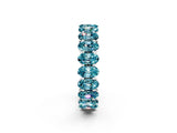 White gold Oval Cut Blue Topaz Eternity Band with Shared Prong Setting_2