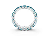 White gold Oval Cut Blue Topaz Eternity Band with Shared Prong Setting_3