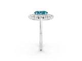 White gold Oval Cut Blue Topaz Floral Double Halo Engagement Ring with Prong Setting_38