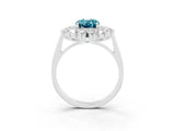 White gold Oval Cut Blue Topaz Floral Double Halo Engagement Ring with Prong Setting_39