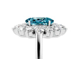 White gold Oval Cut Blue Topaz Floral Double Halo Engagement Ring with Prong Setting_41