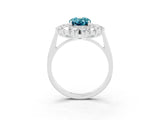 White gold Oval Cut Blue Topaz Floral Double Halo Engagement Ring with Prong Setting_88
