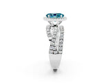 White gold Oval Cut Blue Topaz Halo Ring with Round Split Shank and Prong Setting_74