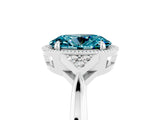 White gold Oval Cut Blue Topaz Halo Ring with Tapered Band and Four-Prong Setting_5