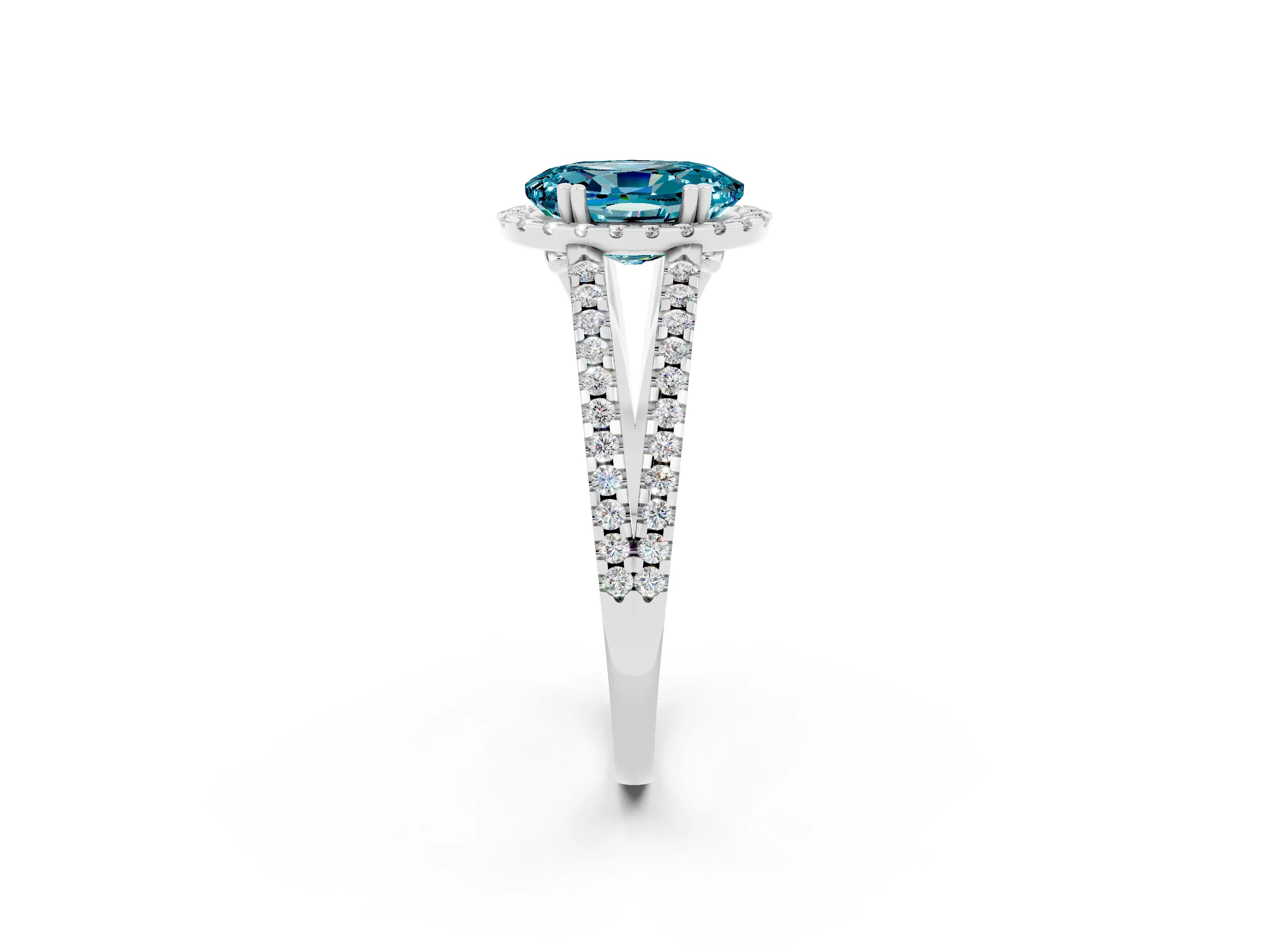 White gold Oval Cut Blue Topaz Halo Split Shank Engagement Ring_14