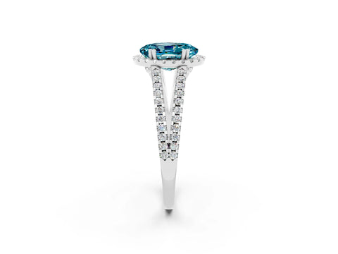 White gold Oval Cut Blue Topaz Halo Split Shank Engagement Ring_14