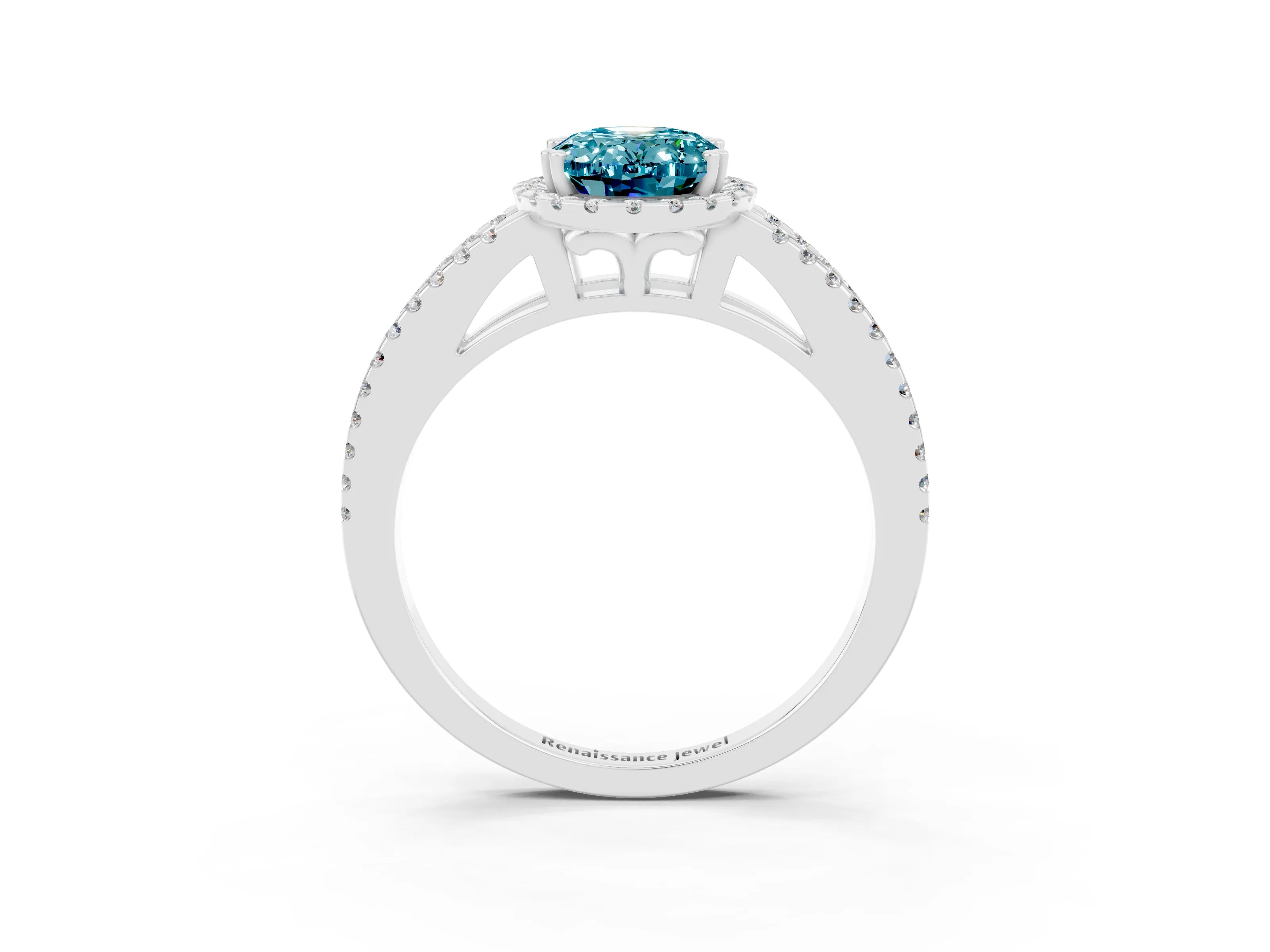 White gold Oval Cut Blue Topaz Halo Split Shank Engagement Ring_15