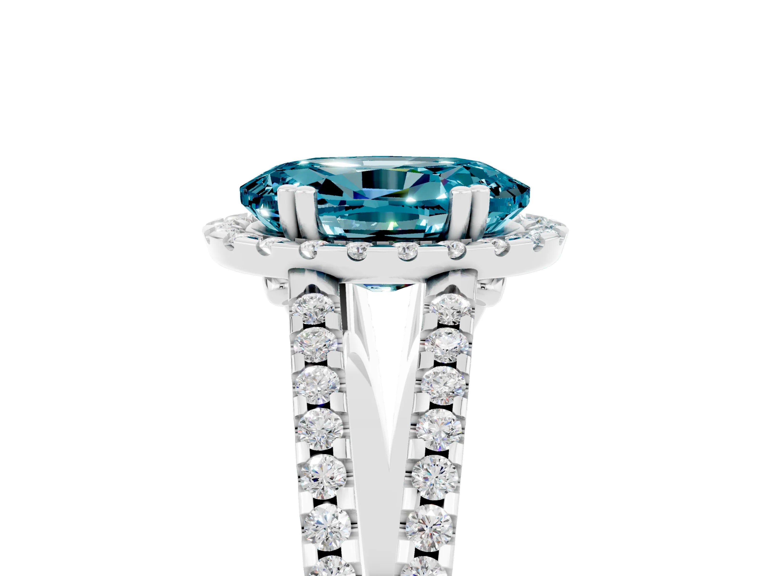 White gold Oval Cut Blue Topaz Halo Split Shank Engagement Ring_17