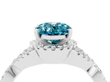 White gold Oval Cut Blue Topaz  Halo Twist Band Solitaire Prong Setting Ring_28