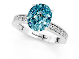 White gold Oval Cut Blue Topaz Milgrain Pavé Engagement Ring with Four-Prong Setting_13