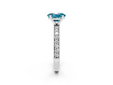 White gold Oval Cut Blue Topaz Milgrain Pavé Engagement Ring with Four-Prong Setting_14
