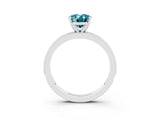 White gold Oval Cut Blue Topaz Milgrain Pavé Engagement Ring with Four-Prong Setting_15