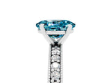 White gold Oval Cut Blue Topaz Milgrain Pavé Engagement Ring with Four-Prong Setting_17