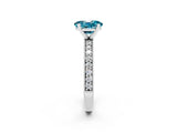 White gold Oval Cut Blue Topaz Milgrain Pavé Engagement Ring with Four-Prong Setting_20