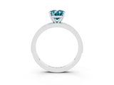 White gold Oval Cut Blue Topaz Milgrain Pavé Engagement Ring with Four-Prong Setting_21