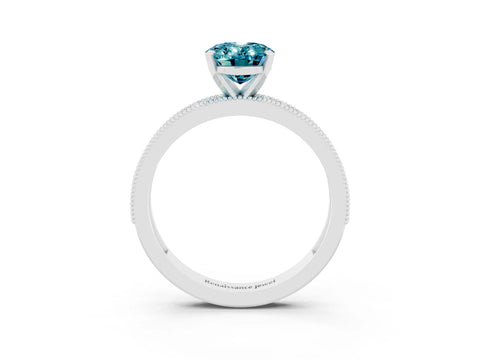 White gold Oval Cut Blue Topaz Milgrain Pavé Engagement Ring with Four-Prong Setting_21