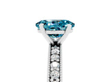 White gold Oval Cut Blue Topaz Milgrain Pavé Engagement Ring with Four-Prong Setting_23