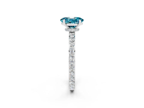 White gold Oval Cut Blue Topaz Pavé Engagement Ring with Round  Accents and Prong Setting_26
