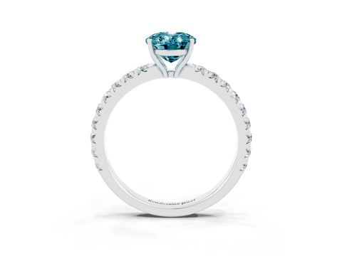 White gold Oval Cut Blue Topaz Pavé Solitaire Engagement Ring with Four-Prong Setting_15