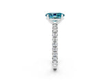 White gold Oval Cut Blue Topaz Pavé Solitaire Ring with Round Band and Prong Setting_38
