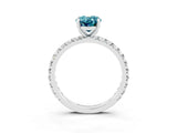 White gold Oval Cut Blue Topaz Pavé Solitaire Ring with Round Band and Prong Setting_39