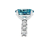 White gold Oval Cut Blue Topaz Pavé Solitaire Ring with Round Band and Prong Setting_41