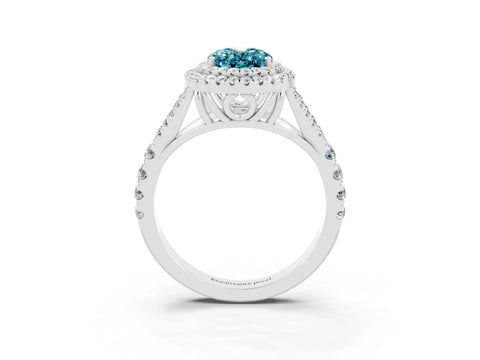 White gold Oval Cut Blue Topaz Pavé Split Shank Double Halo Engagement Ring_3