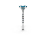 White gold Oval Cut Blue Topaz Pave Band Solitaire Ring with Four-Prong Setting_38