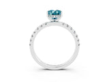 White gold Oval Cut Blue Topaz Pave Band Solitaire Ring with Four-Prong Setting_39