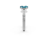 White gold Oval Cut Blue Topaz Ring with Milgrain Pavé Band and Four-Prong Setting_14