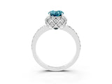 White gold Oval Cut Blue Topaz Scalloped Halo Engagement Ring with Round Shared Prong Band_15