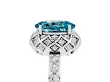 White gold Oval Cut Blue Topaz Scalloped Halo Engagement Ring with Round Shared Prong Band_17