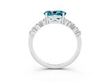 White gold Oval Cut Blue Topaz Scattered Round Accent Ring with Prong Setting_27