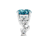 White gold Oval Cut Blue Topaz Scattered Round Accent Ring with Prong Setting_29
