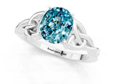 White gold Oval Cut Blue Topaz Solitaire Celtic Knot Ring with Four-Prong Setting_13