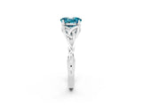 White gold Oval Cut Blue Topaz Solitaire Celtic Knot Ring with Four-Prong Setting_14