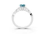 White gold Oval Cut Blue Topaz Solitaire Celtic Knot Ring with Four-Prong Setting_15