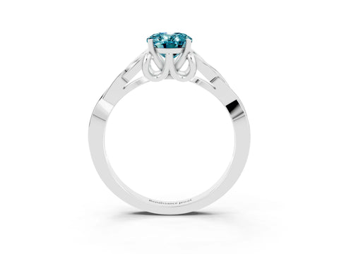 White gold Oval Cut Blue Topaz Solitaire Celtic Knot Ring with Four-Prong Setting_15
