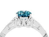 White gold Oval Cut Blue Topaz Solitaire Celtic Knot Ring with Four-Prong Setting_16
