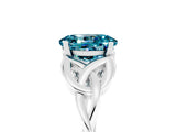 White gold Oval Cut Blue Topaz Solitaire Celtic Knot Ring with Four-Prong Setting_17