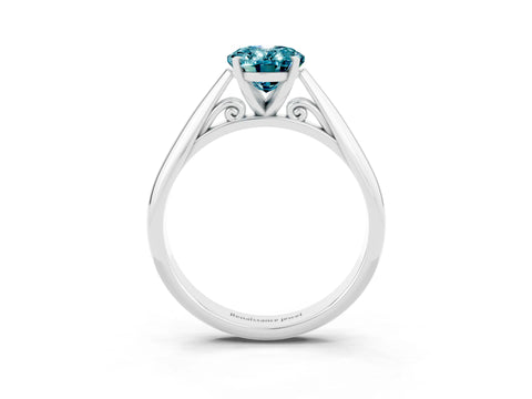 White gold Oval Cut Blue Topaz Solitaire Engagement Ring with Cathedral Setting and Four-Prong Mount_38