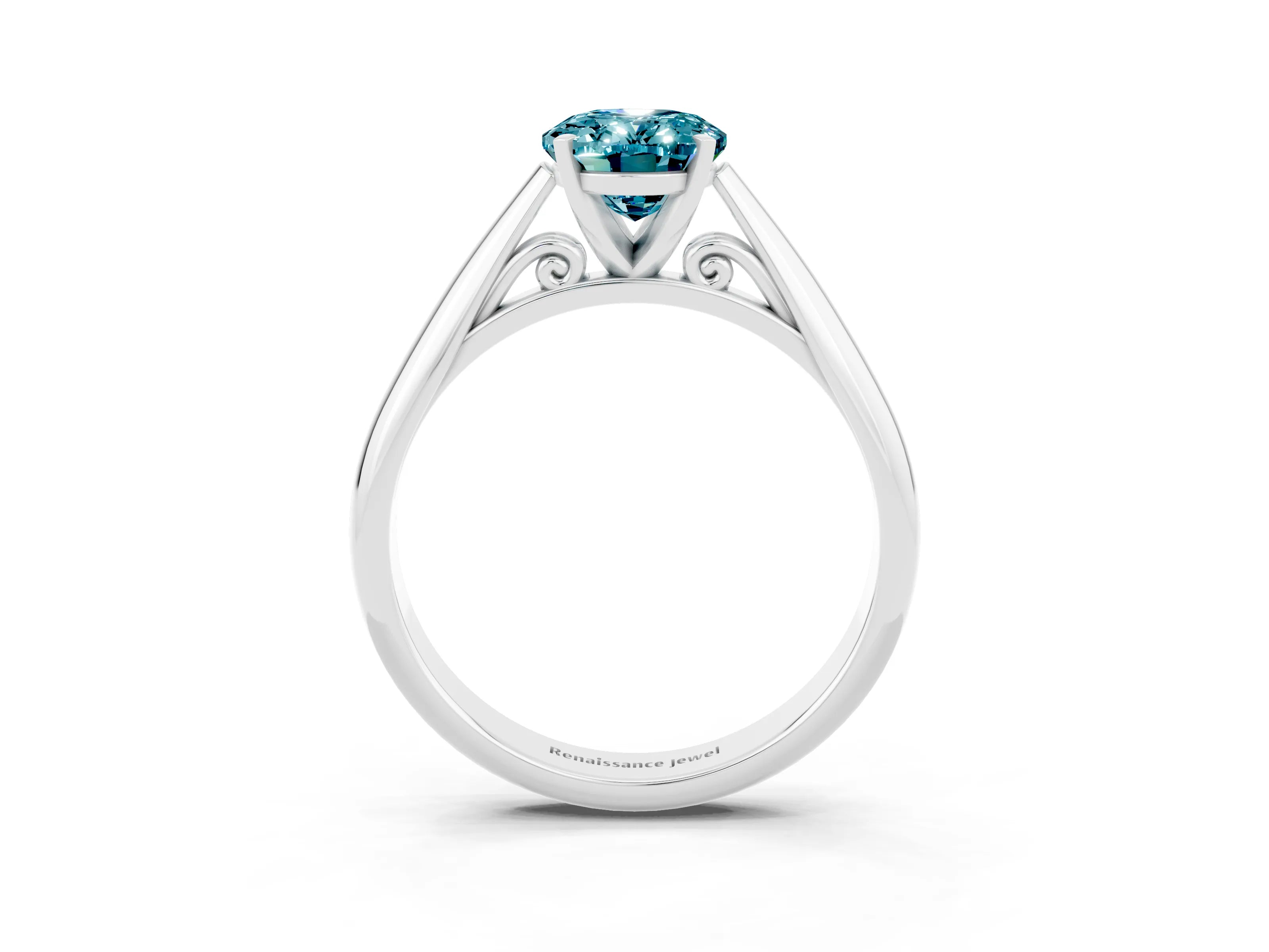 White gold Oval Cut Blue Topaz Solitaire Engagement Ring with Cathedral Setting and Four-Prong Mount_39